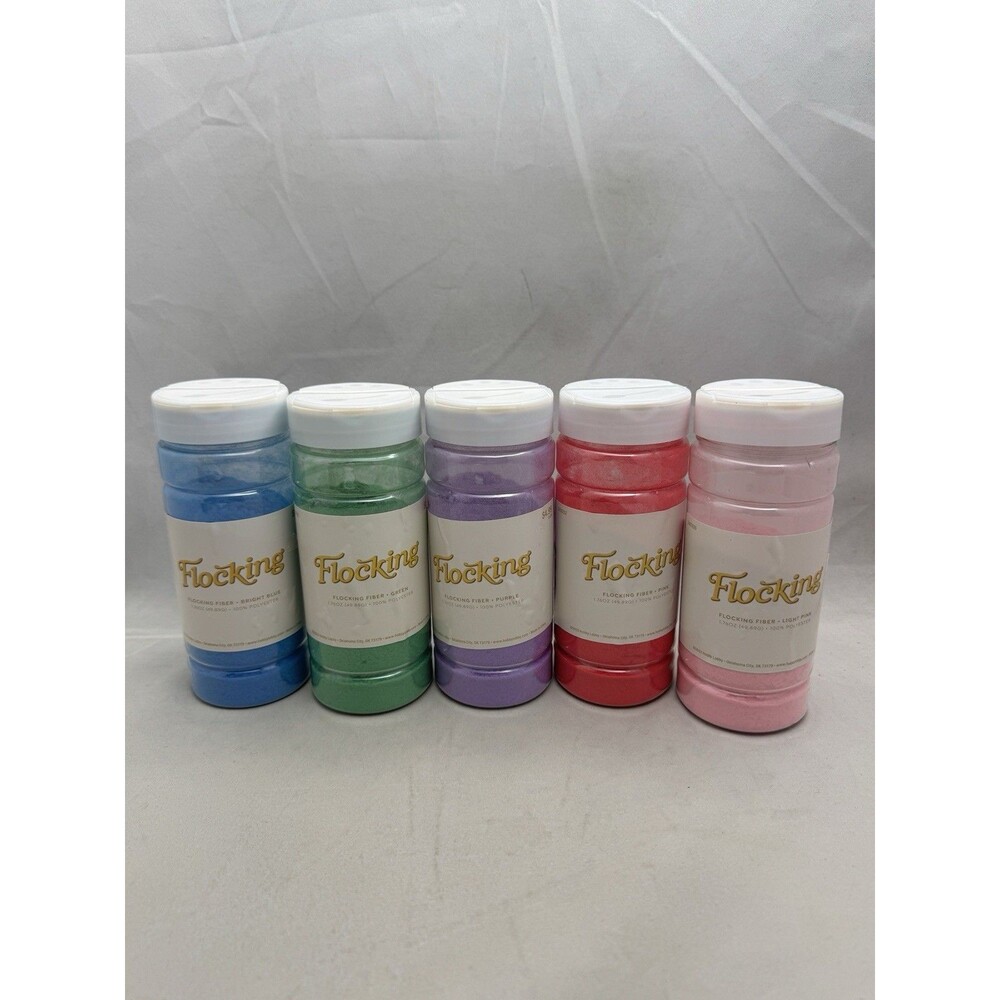 Flocking Fiber Pink Green Blue 1.76 Oz each lot of 5 containers